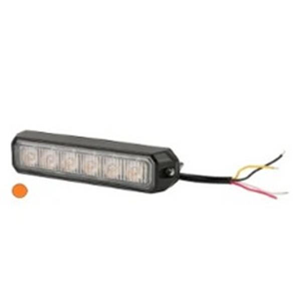 Warning light LED, 18W, 12-24V, amber, bolt on, 128x28x19mm