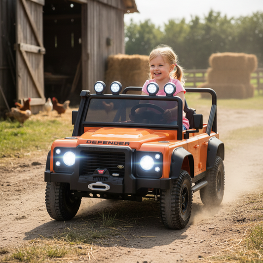 Landrover Defender Official 12V Ride On for Kids | Orange