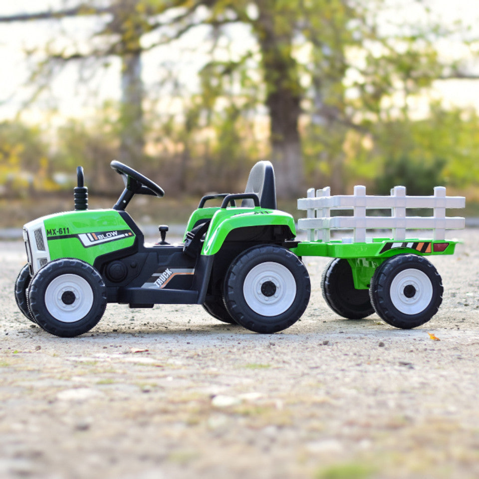Fast and furious MX Green 12V Electric Tractor Trailer.