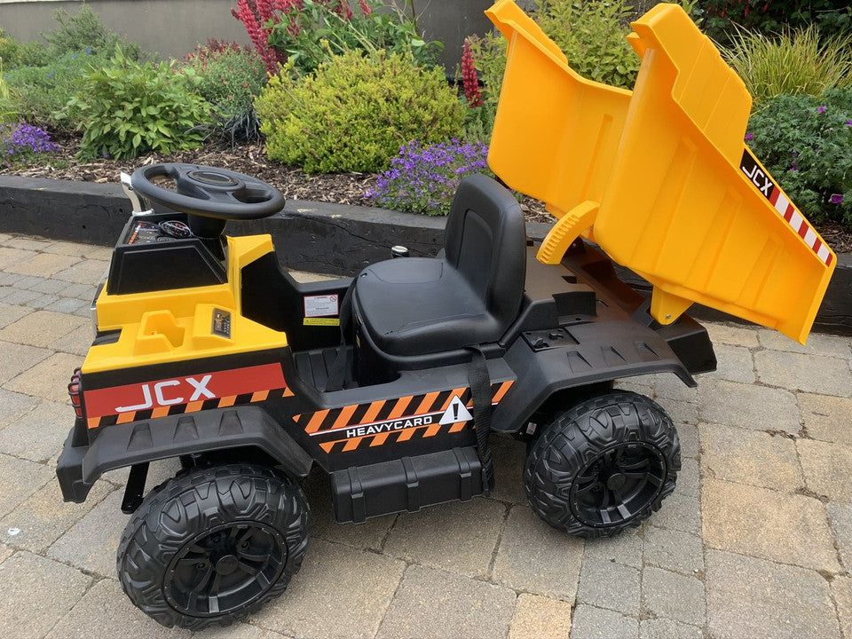12v JCX Yellow Electric Hydraulic Loader Dumper w/EVA Wheels