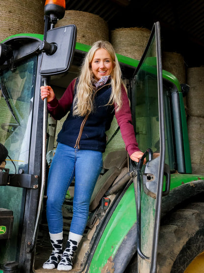 Fluffy Cow Print Crew Socks
