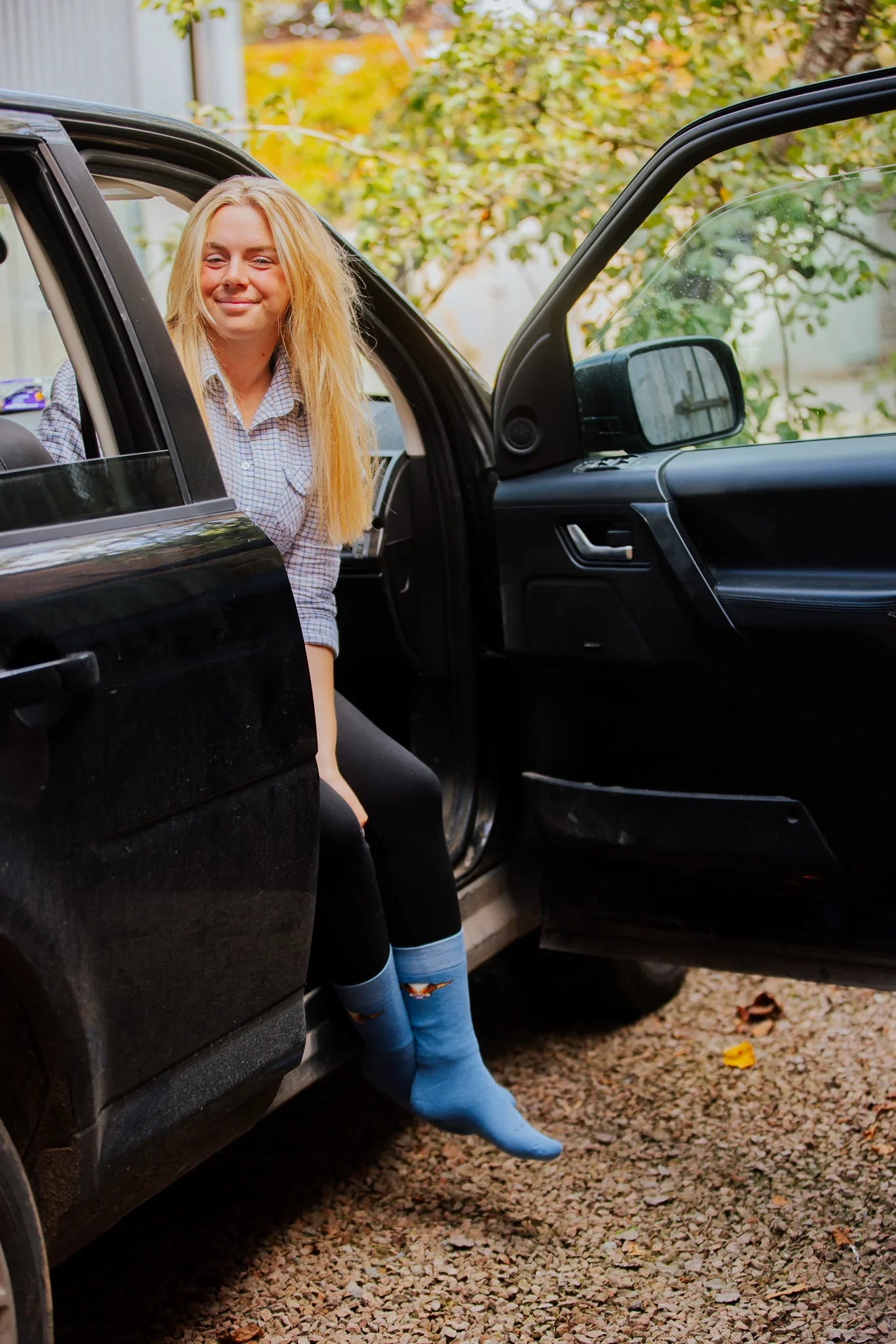 Blue Thick Crew Socks