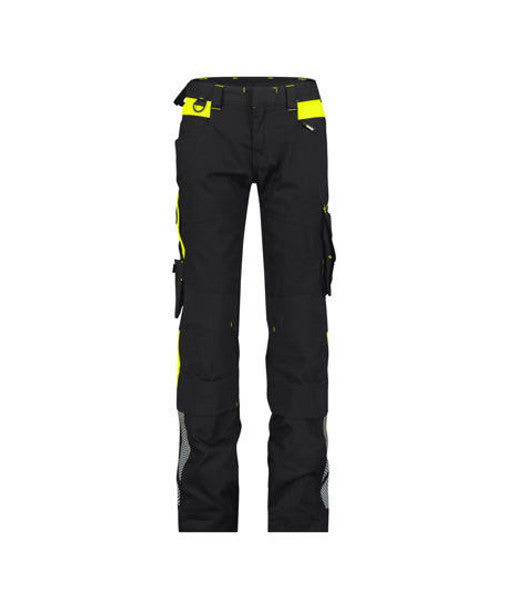 DASSY Canton Women Work trousers with stretch and knee pockets Black/Fluo yellow