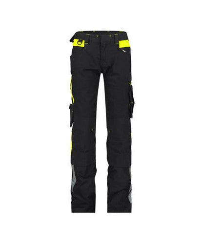 DASSY Canton Women Work trousers with stretch and knee pockets Black/Fluo yellow
