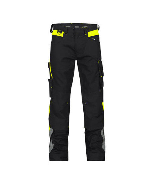DASSY Canton Work trousers with stretch and knee pockets Black/Fluo yellow