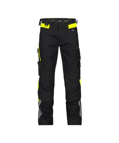 DASSY Canton Work trousers with stretch and knee pockets Black/Fluo yellow