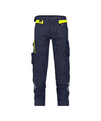 DASSY Canton Work trousers with stretch and knee pockets Midnight blue/Fluo yellow