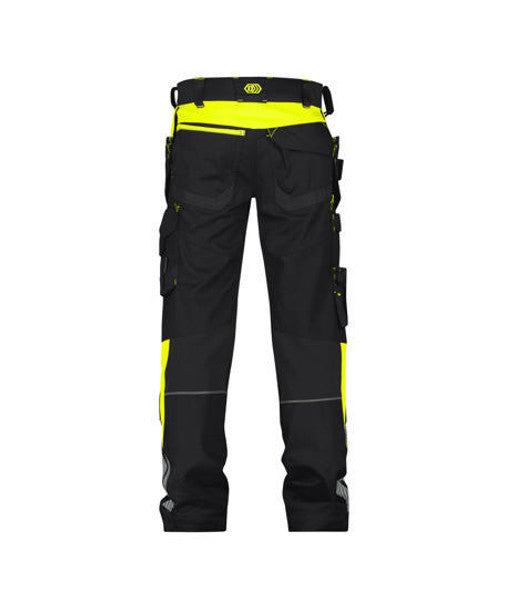 DASSY Shanghai Work trousers with holster and knee pockets Black/Fluo yellow