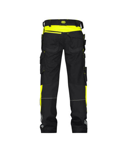DASSY Shanghai Work trousers with holster and knee pockets Black/Fluo yellow