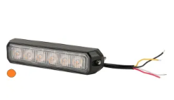 Warning light LED, 18W, 12-24V, amber, bolt on, 128x28x19mm, 6 LED&