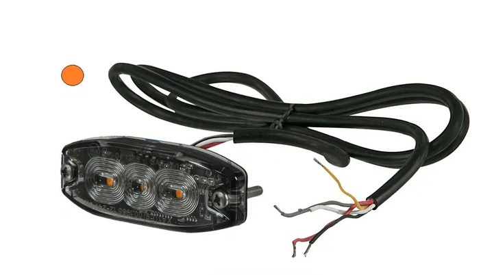 Flashing warning light, amber, 3 LED&