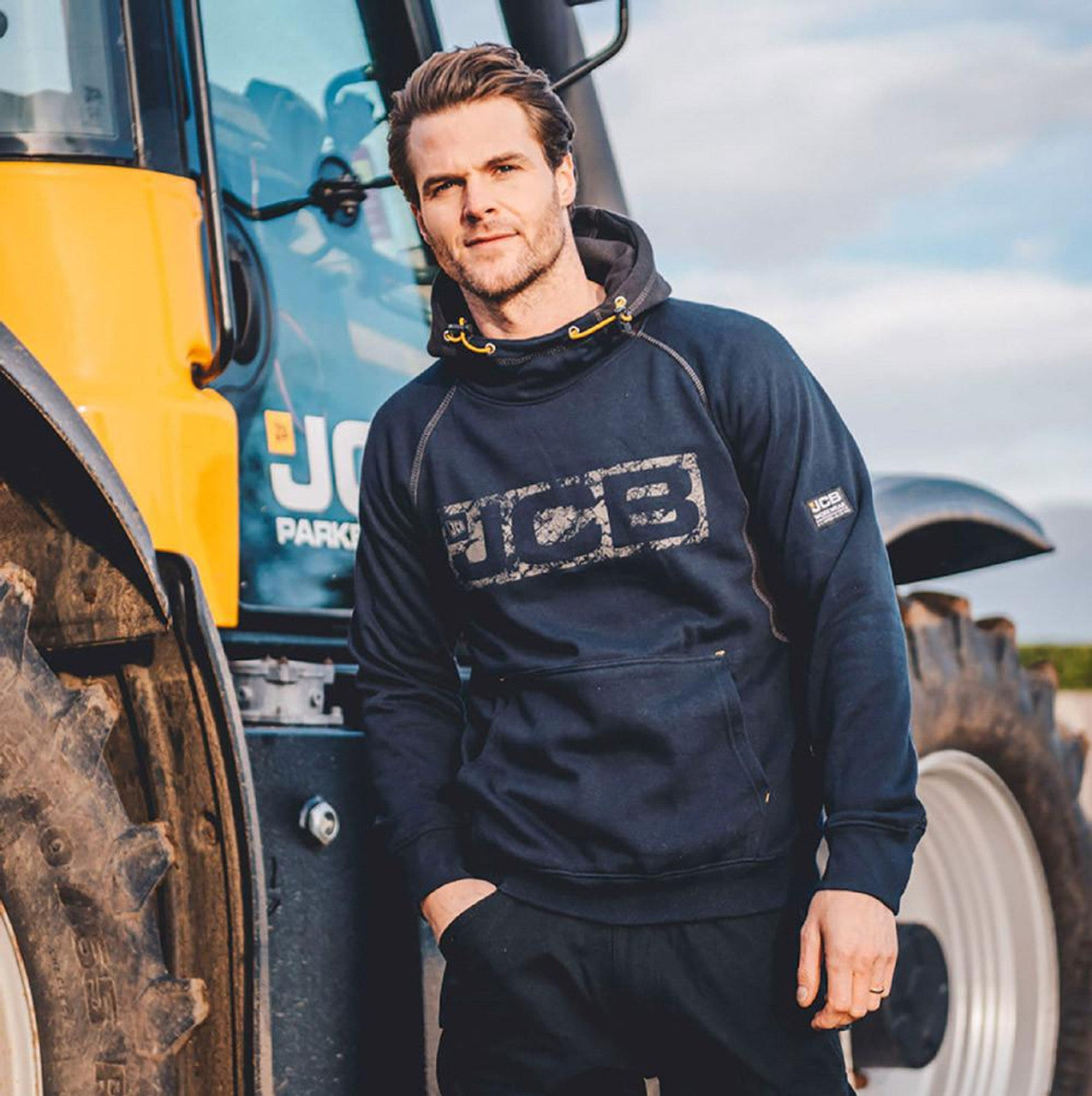 JCB Workwear Horton Hoodie - Classic Workwear Pullover for Trades and Contractors Navy/Black