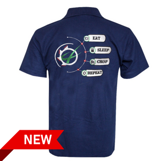 Eat, Sleep, Chop, Repeat Navy Polo Shirt GRASSMEN