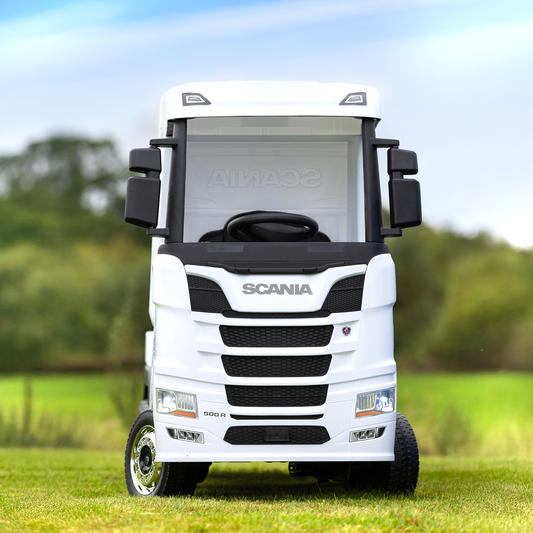 Official Scania 24V White Ride-On Truck &amp; Trailer